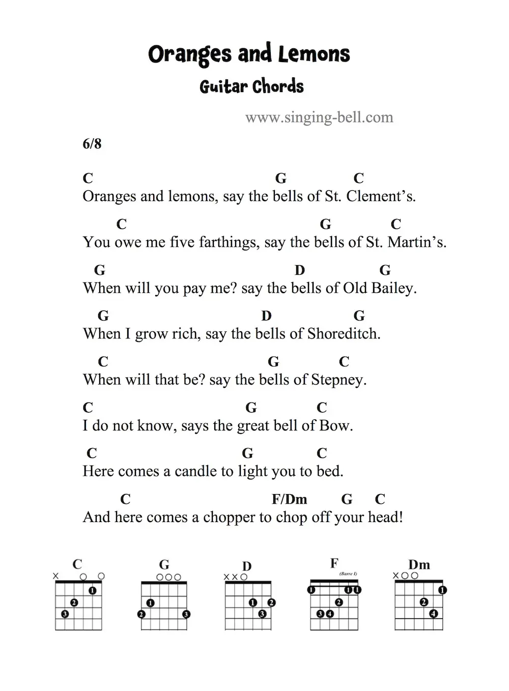 Oranges and Lemons - Guitar Chords and Tabs.
