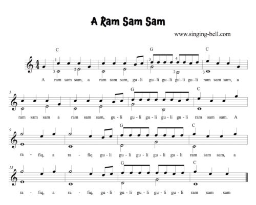 A Ram Sam Sam - Easy Guitar Sheet Music with Chords.
