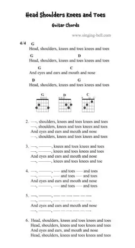 Head Shoulders Knees and Toes - Guitar Chords and Tabs.