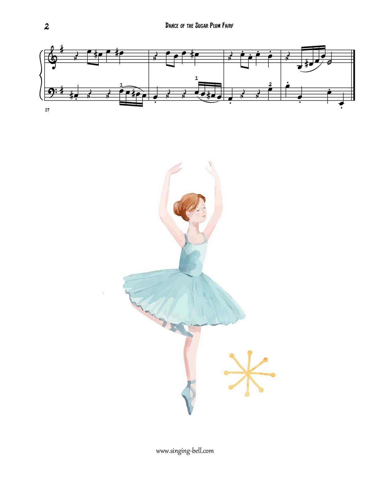 Dance of the Sugar Plum Fairy easy piano sheet music p.2 notes beginners pdf