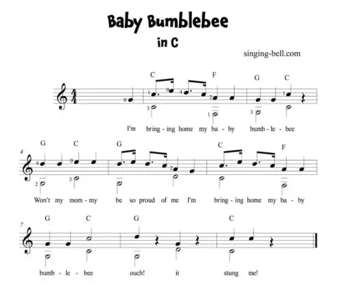 Baby Bumblebee Easy Guitar Sheet Music in C.