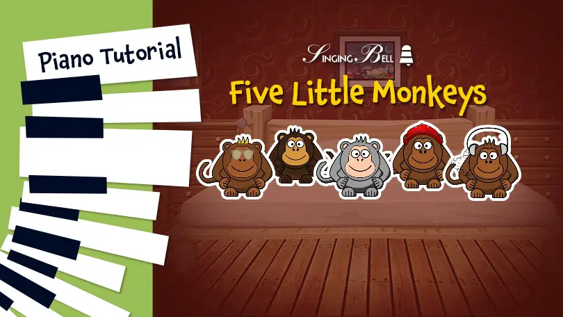 Five Little Monkeys piano tutorial easy sheet music notes chords beginners