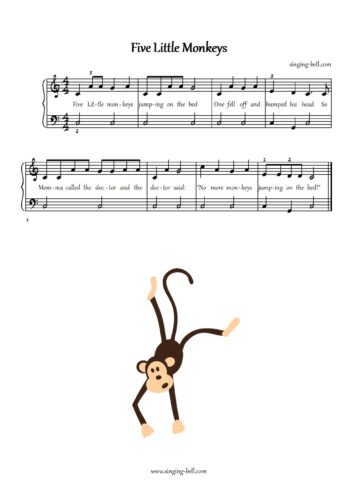 Five Little Monkeys easy piano sheet music notes chords beginners pdf