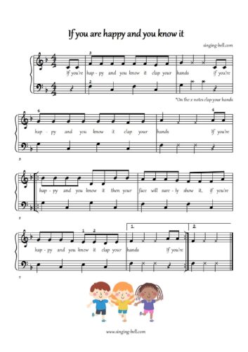 If you are Happy and know it easy piano sheet music notes chords beginners pdf