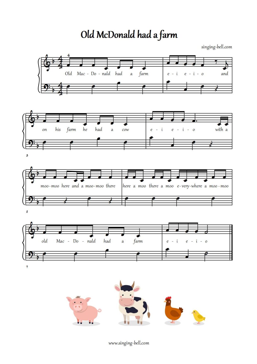 Old Macdonald Had A Farm Piano Tutorial Sheet Music Pdf