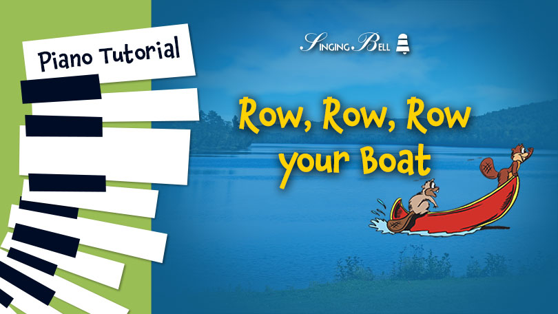 Row-Row-Row-your-boat piano tutorial easy sheet music notes chords beginners