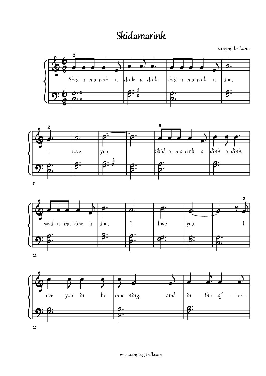 Skidamarink - Guitar Chords and Tabs. Skidamarink - Piano sheet music