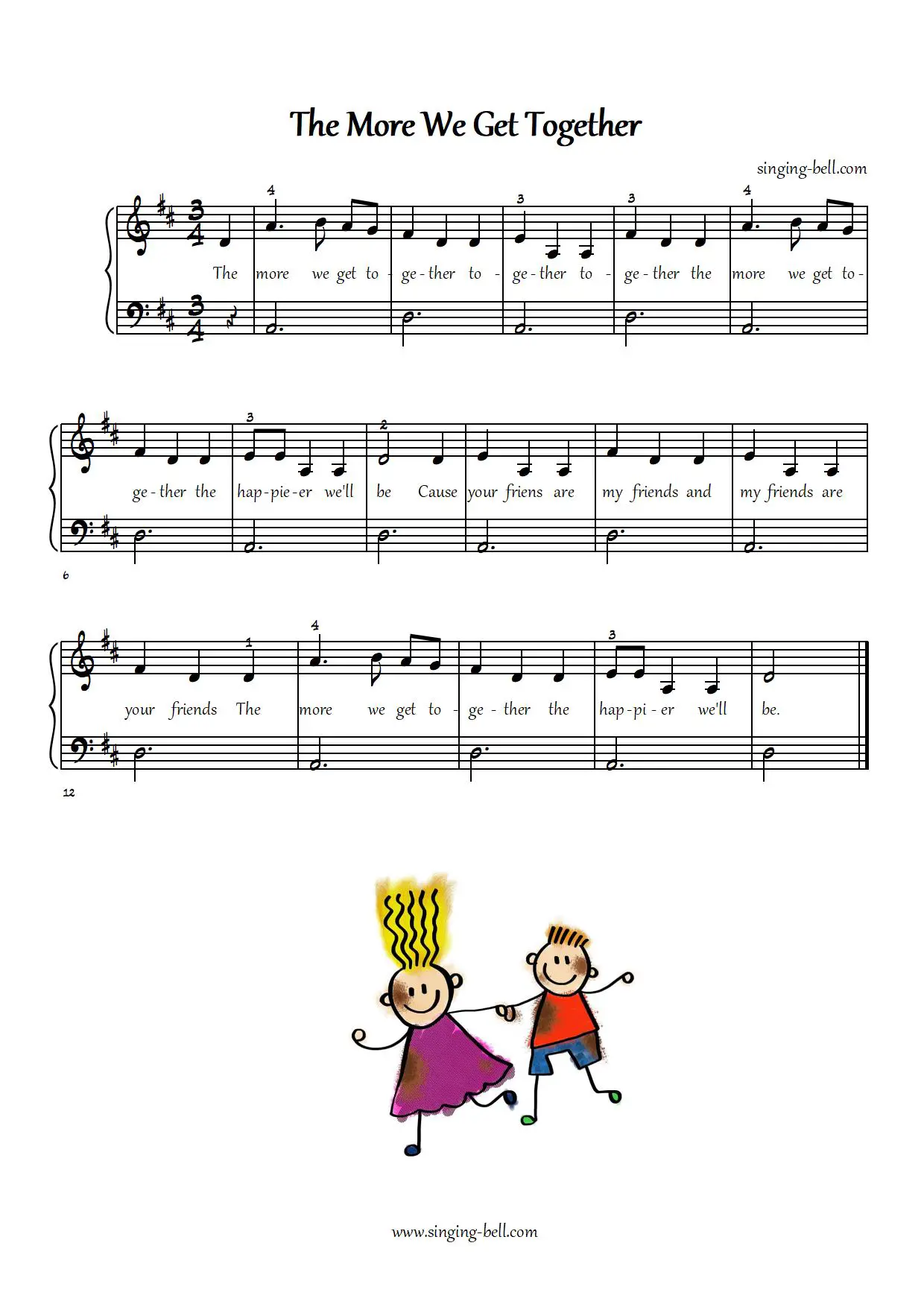The more we get together easy piano sheet music notes chords beginners pdf