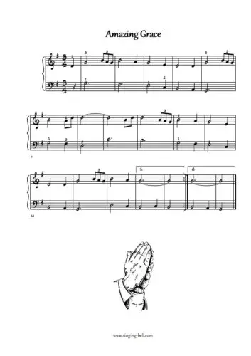 Amazing Grace easy piano sheet music notes beginners pdf