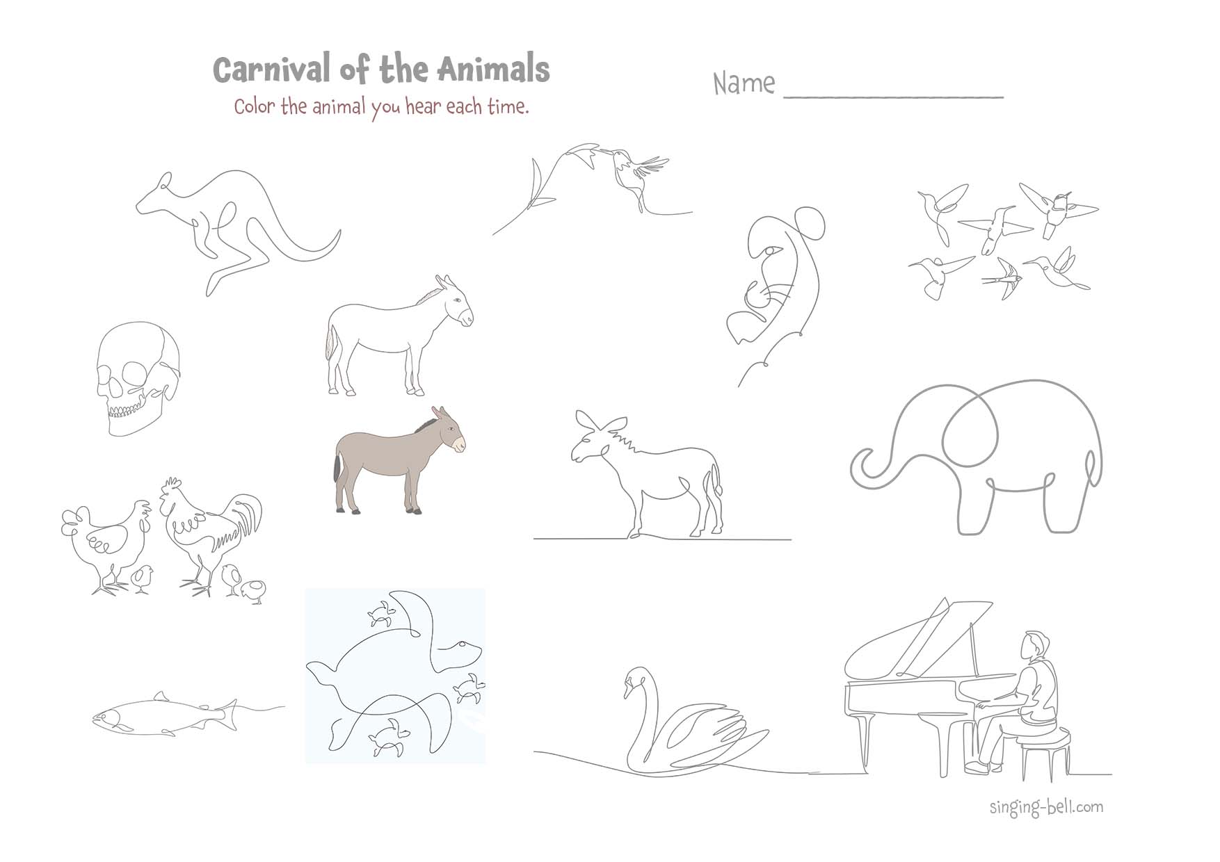 Saint Saens Carnival of the Animals elephant fossils aquarium swan aviary lion kangaroo Saint Saens Carnival of the Animals elephant fossils aquarium swan aviary lion kangaroo