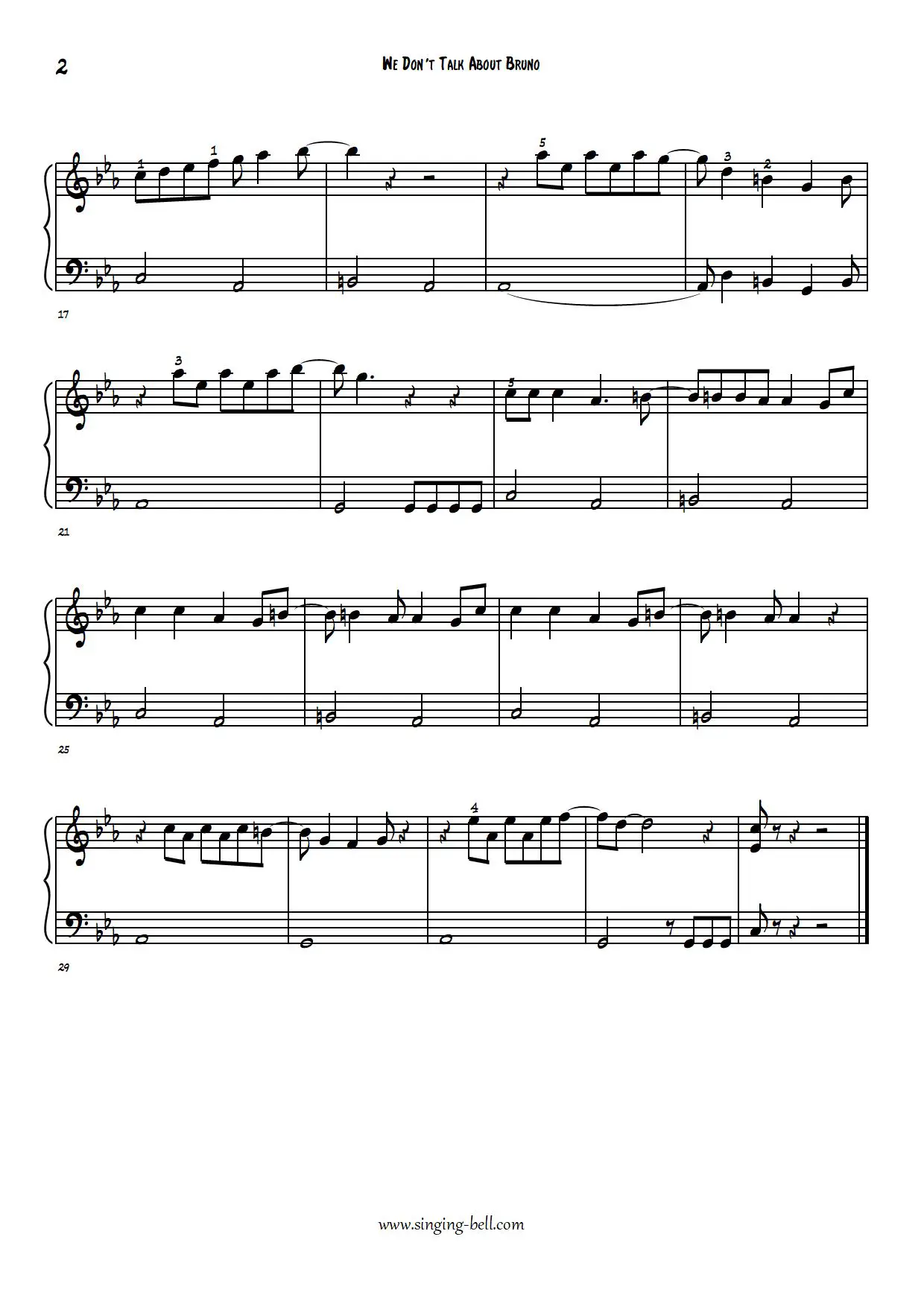 We dont talk about Bruno 2 easy piano sheet music notes beginners pdf