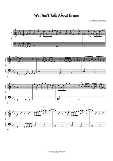 We Don T Talk About Bruno Encanto Piano Tutorial Notes Sheet Music