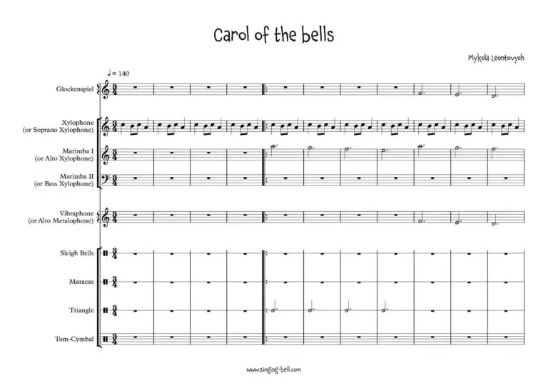 Carol of the Bells Percussion Ensemble/Marimba Sheet Music