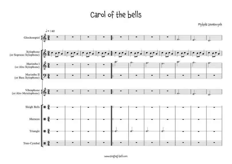 Carol of the bells Orff sheet music page 1