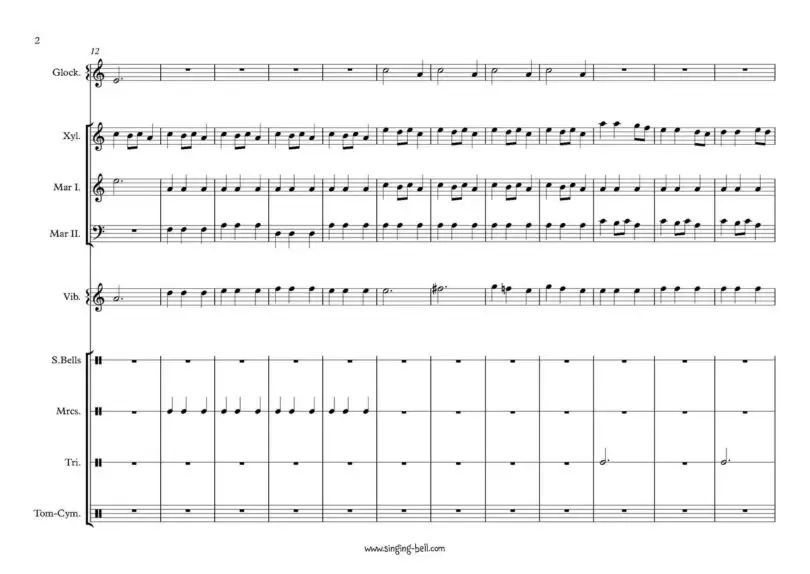 Carol of the bells Orff sheet music page 2