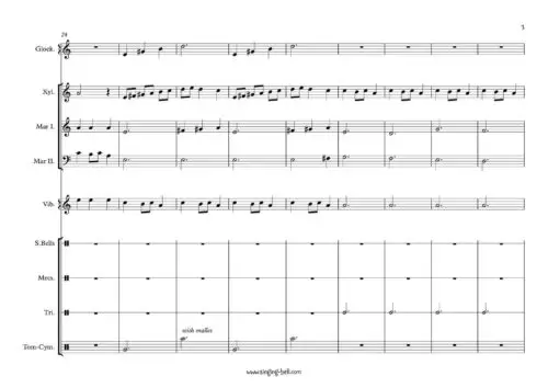 Carol of the bells mallet percussion ensemble orff arrangement sheet music page 3