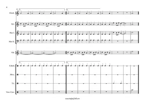 Carol of the bells mallet percussion ensemble orff arrangement sheet music page 4