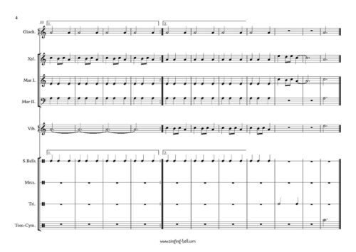 Carol of the bells mallet percussion ensemble orff arrangement sheet music page 4