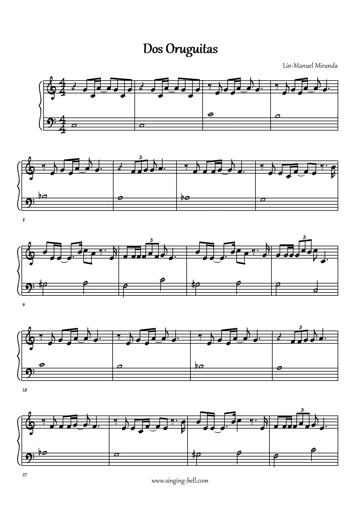 Dos_Oruguitas easy piano sheet music p.1 notes chords beginners pdf