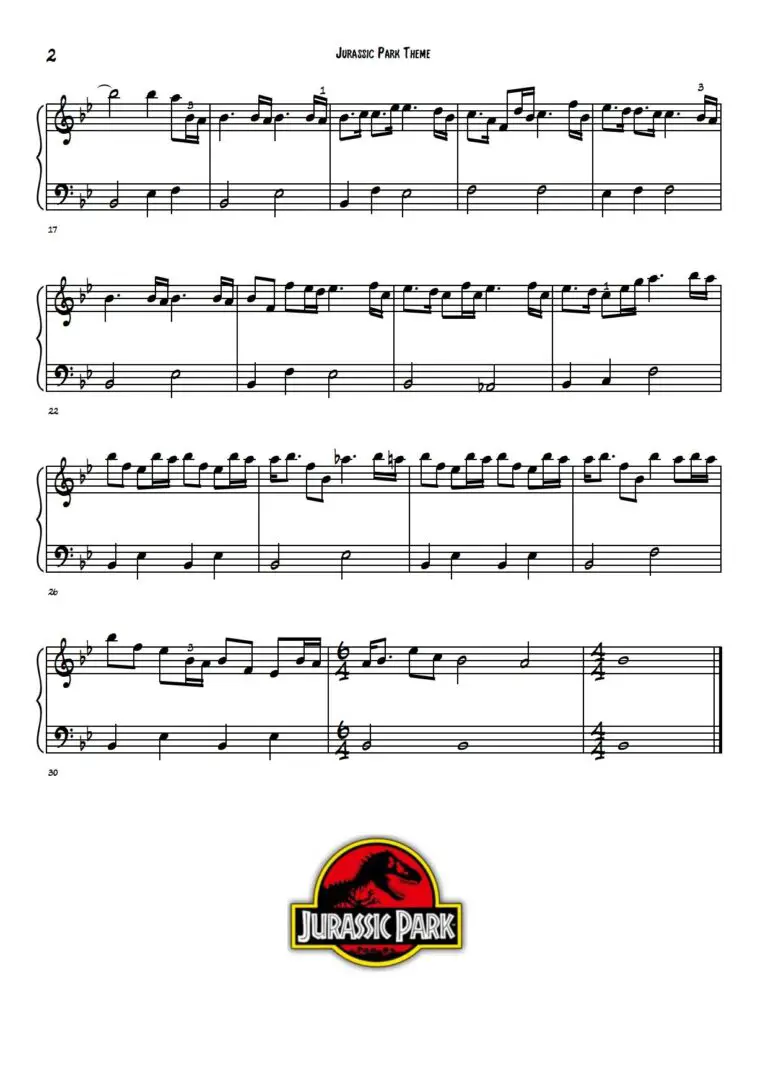 Jurassic Park Piano Tutorial, Sheet Music, Notes, Chords