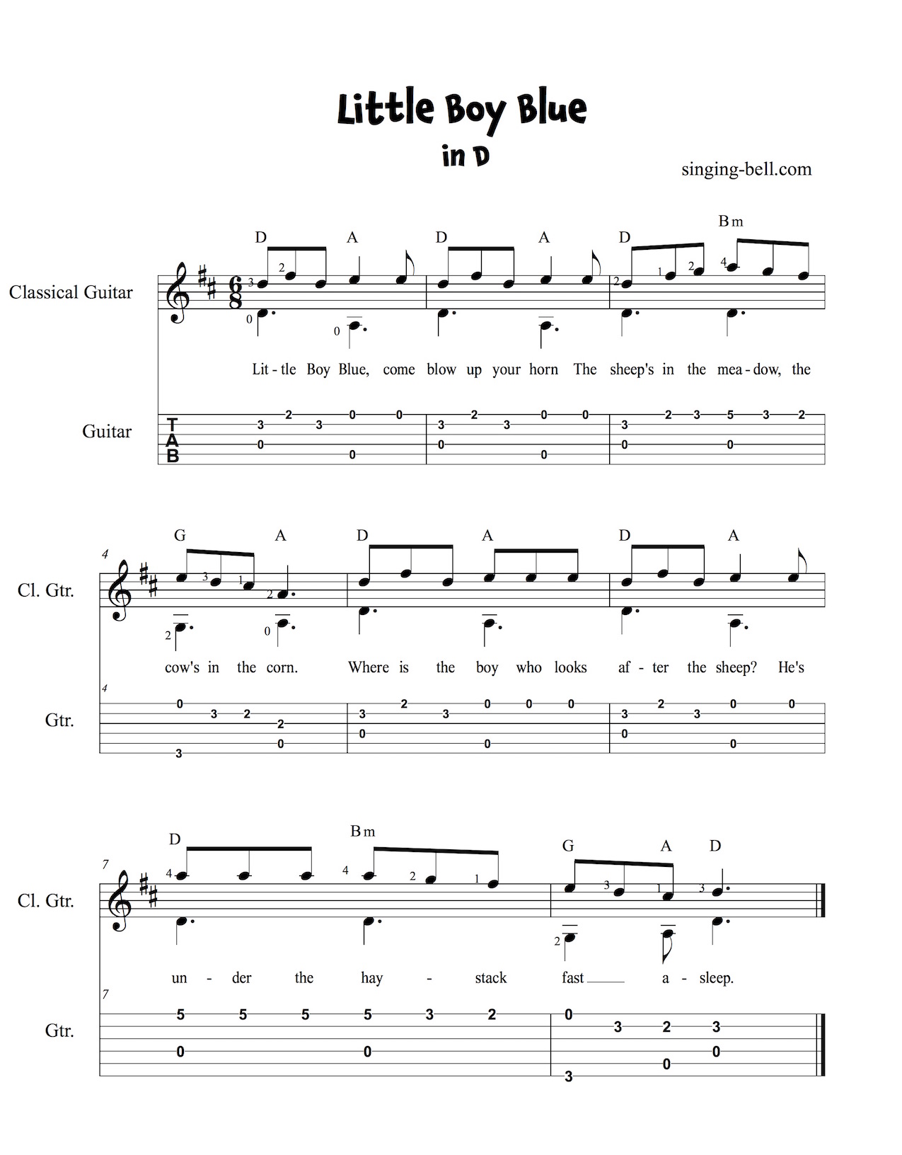 Little Boy Blue Guitar Chords Tabs Sheet Music PDF