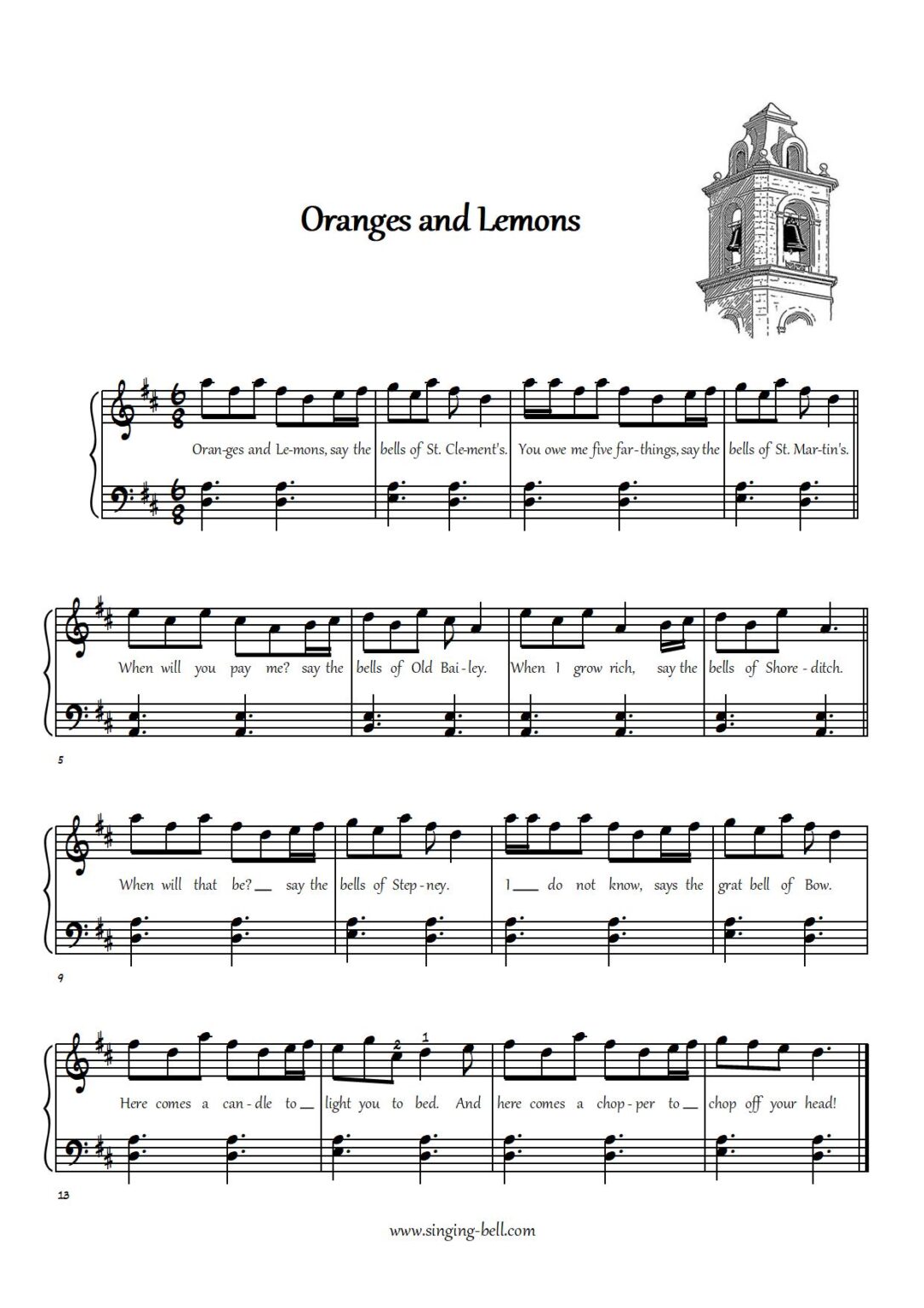 Oranges and Lemons Piano Tutorial, Chords, Sheet Music
