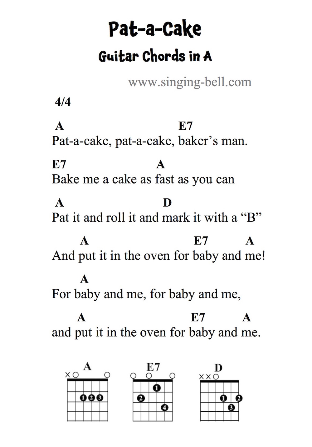 Pat A Cake (Patty Cake) Guitar Chords and Tabs. Pat A Cake (Patty Cake) Guitar Chords and Tabs.
