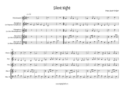 Silent Night – Percussion (Orff) Ensemble Sheet Music : Singing Bell