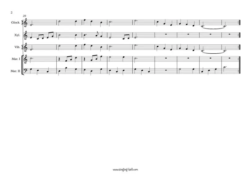 Silent Night orff sheet music page 2