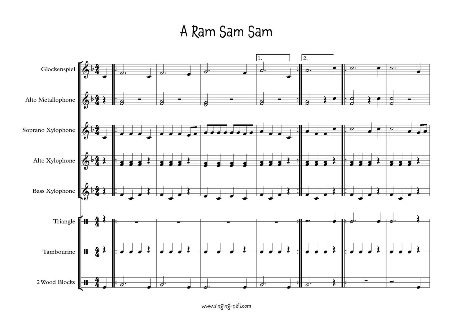 A Ram Sam Sam Orff Arrangement Sheet Music and A Ram Sam Sam Orff Arrangement Sheet Music and