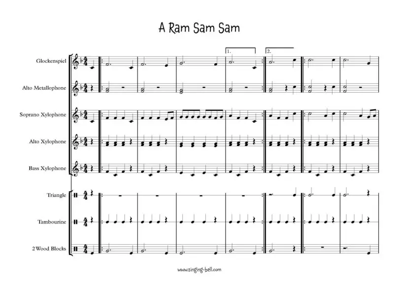 A Ram Sam Sam Orff sheet music Page 1
