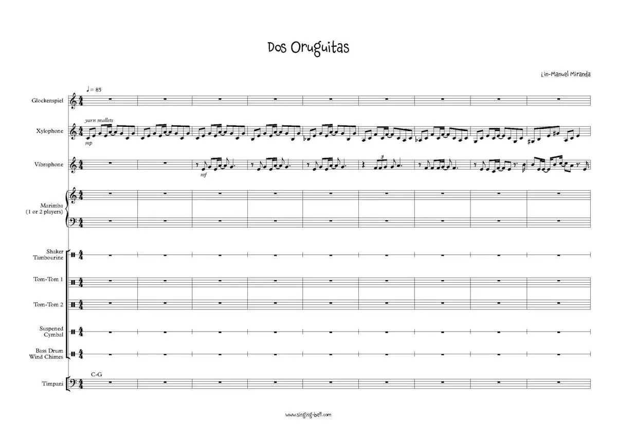 Dos Oruguitas percussion ensemble sheet music pdf p.1