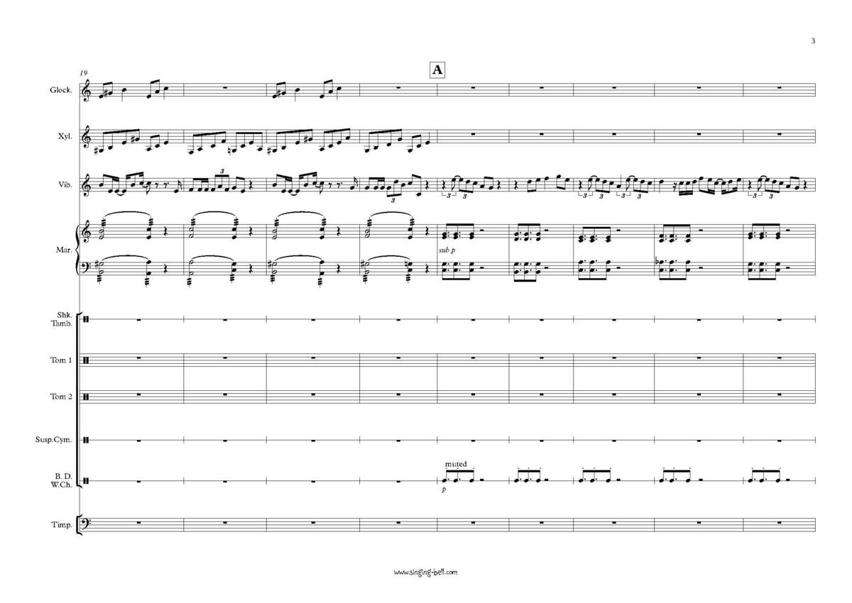 Dos Oruguitas percussion ensemble sheet music pdf p.3