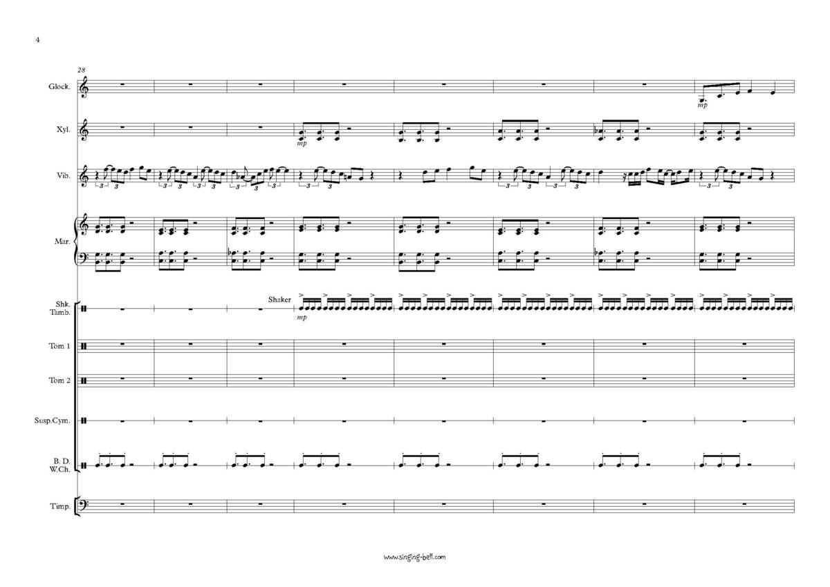 Dos Oruguitas percussion ensemble sheet music pdf p.4