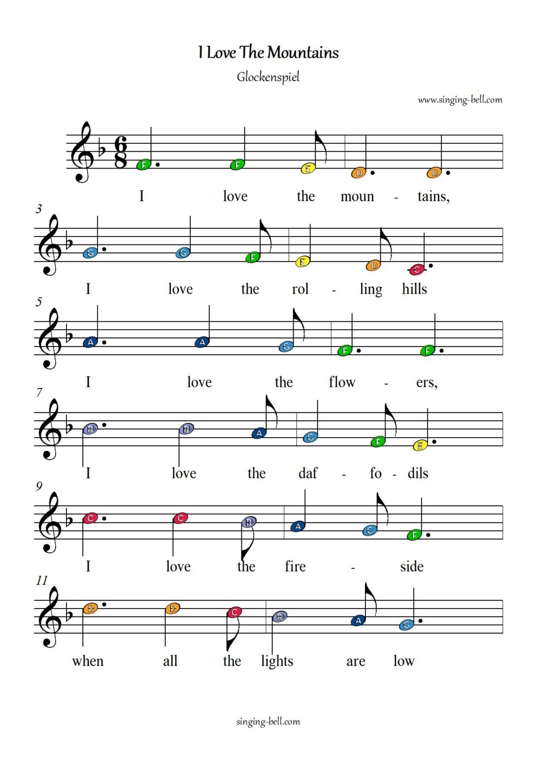 I Love The Mountains for Glockenspiel / Xylophone
