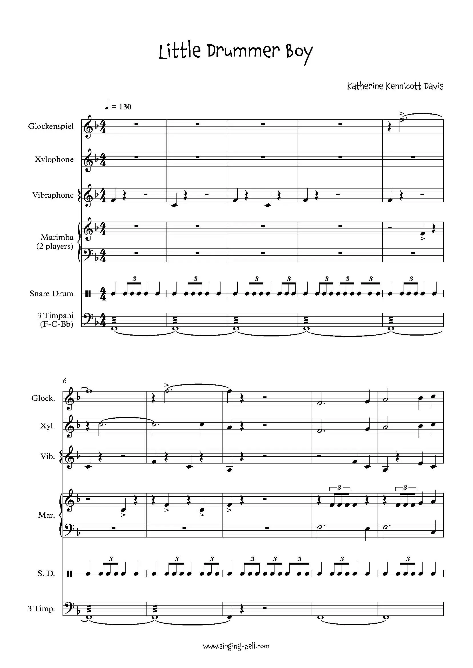Little-Drummer-Boy-percussion-sheet-music-pdf-singing-bell