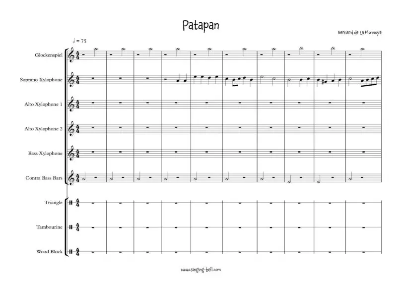 Pat-a-pan (Patapan) Orff Sheet Music Page 1