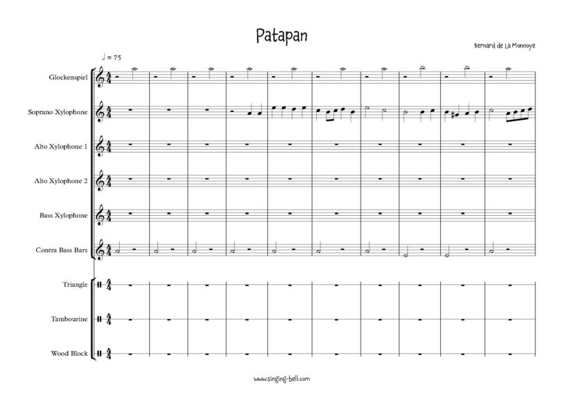 Pat-a-pan (Patapan) Orff Sheet Music Page 1