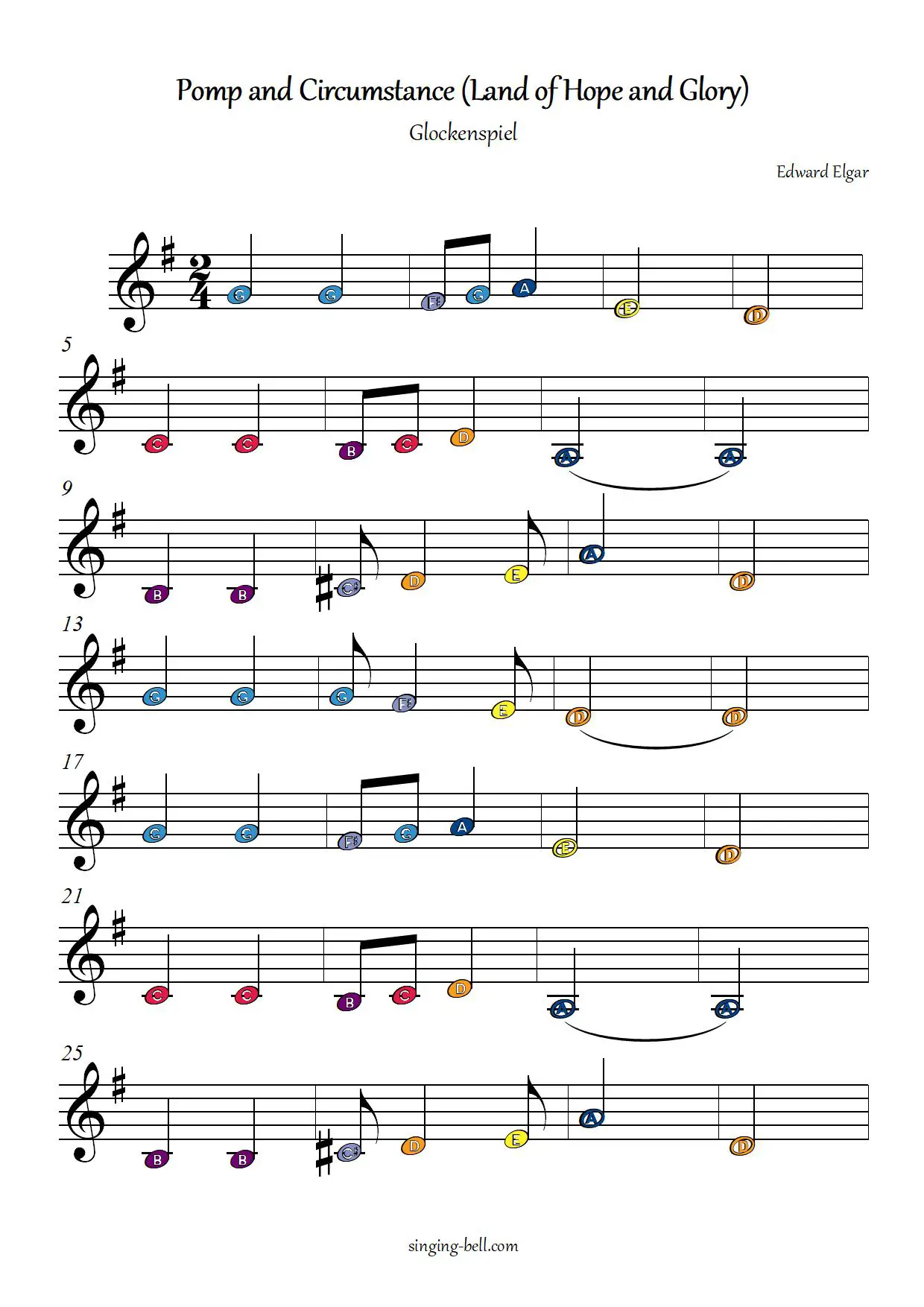 Pomp_and_Circumstance free xylophone glockenspiel sheet music color notes chart pdf page-1