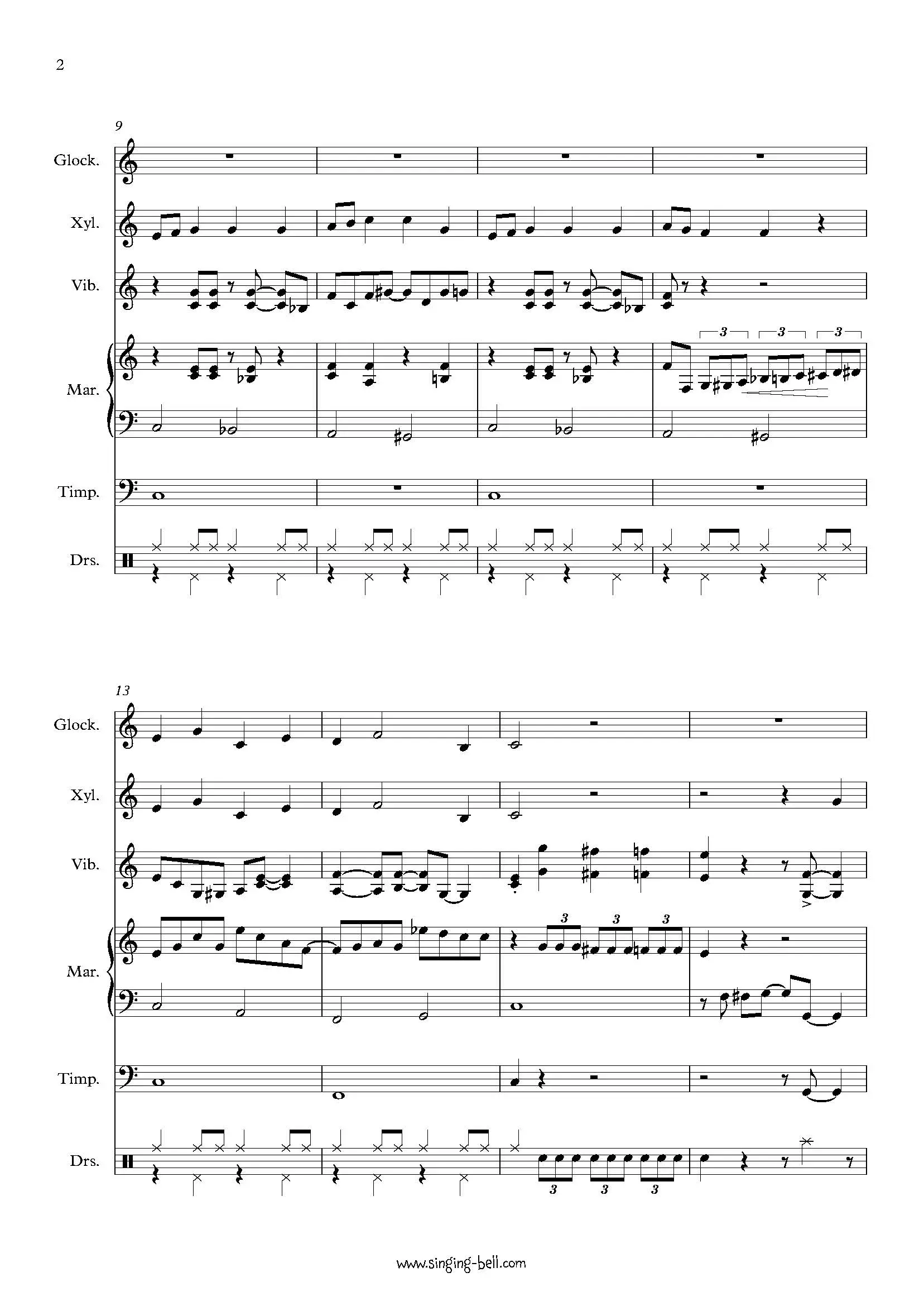 Santa Claus is Coming to Town - Percussion Sheet Music Page 2