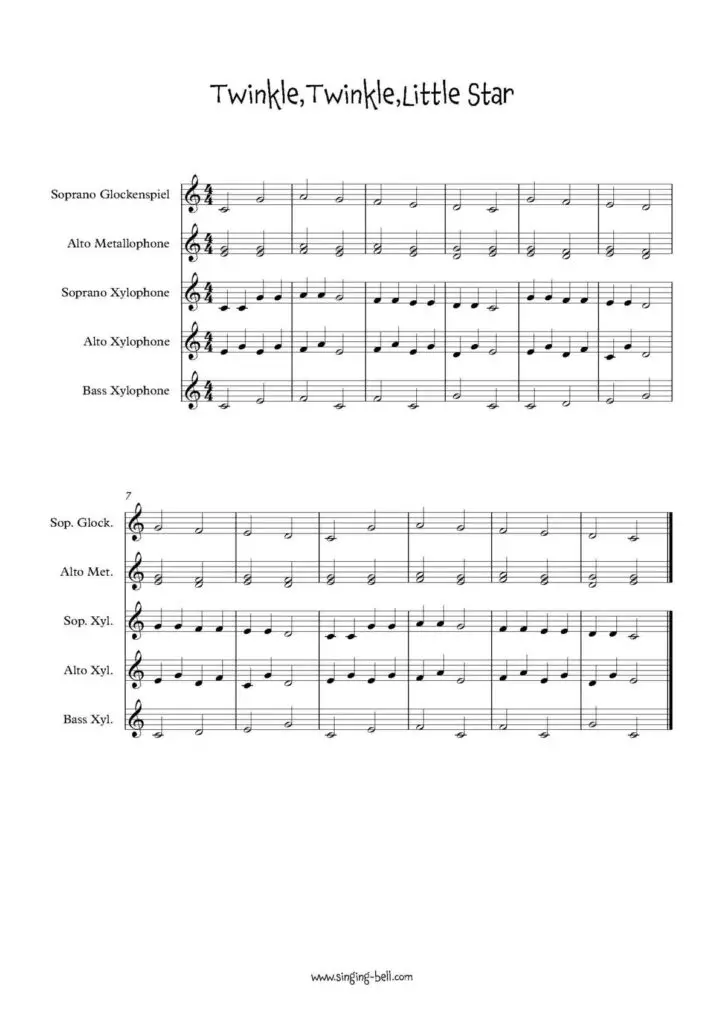 Twinkle Twinkle Little Star Orff sheet music - Singing-Bell
