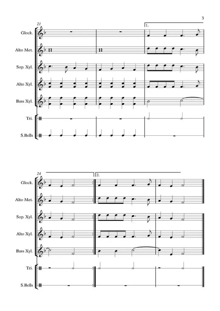 Deck the Halls Orff sheet music Page 3