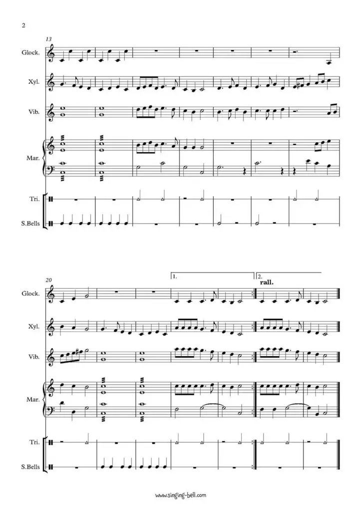 Deck the Halls Percussion sheet music Page 2