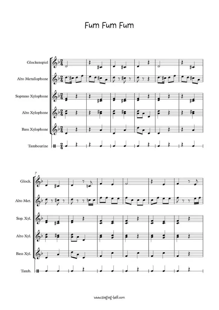 Fum Fum Fum Orff sheet music Page 1