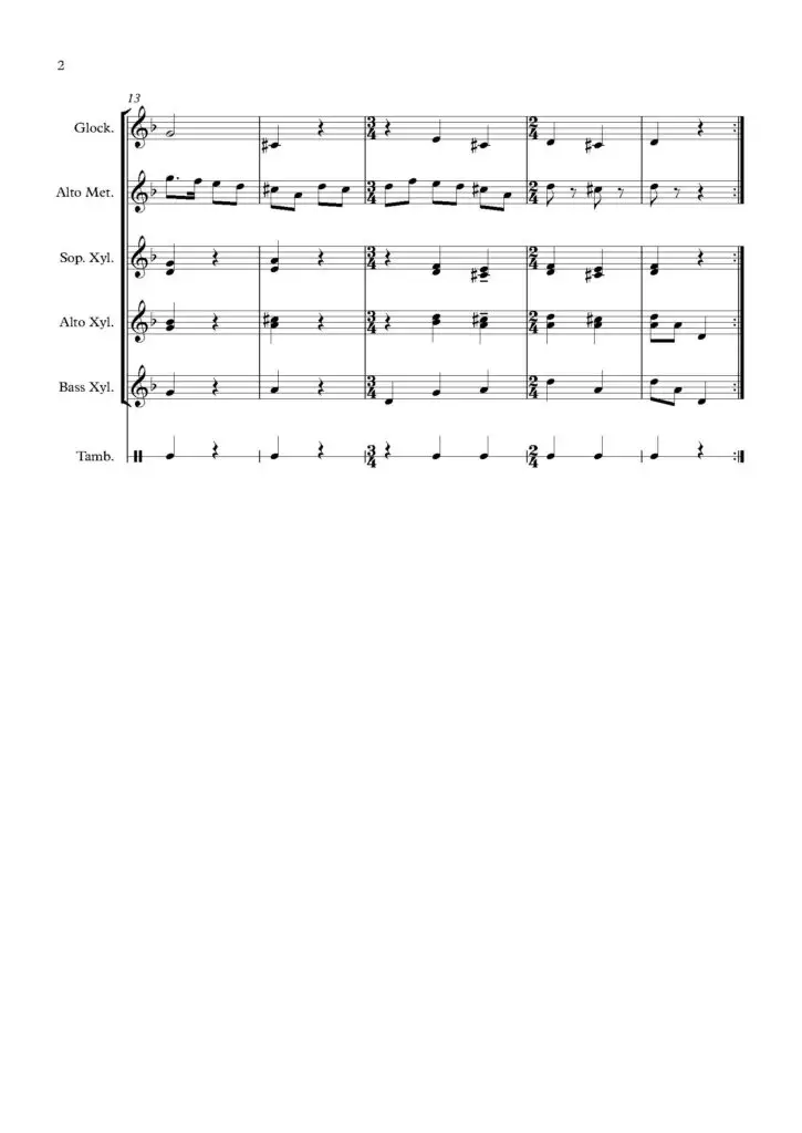 Fum Fum Fum Orff sheet music Page 2