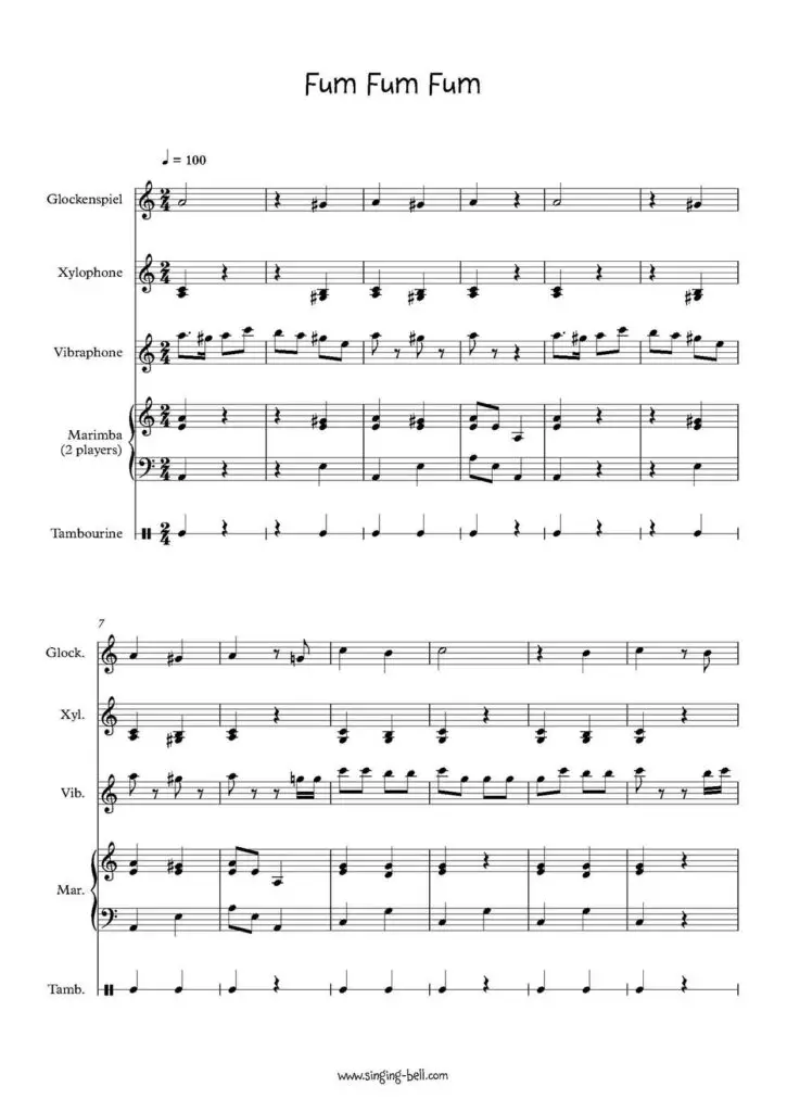 Fum_Fum_Fum percussion-sheet-music-pdf-singing-bell