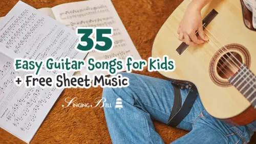 Read more about the article 35 Super Easy Guitar Songs for Kids + Free Sheet Music
