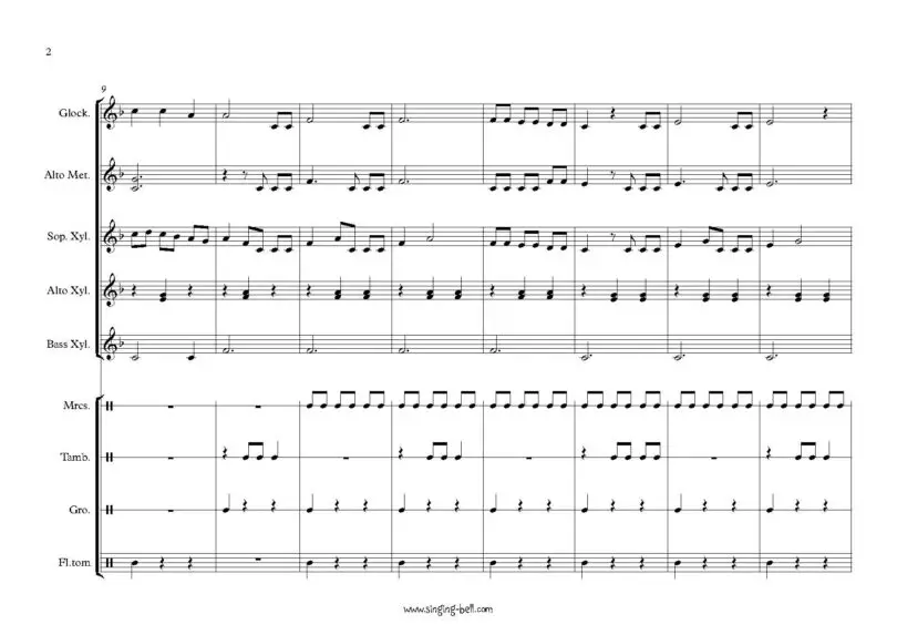 La Cucaracha Orff Sheet Music Page 2