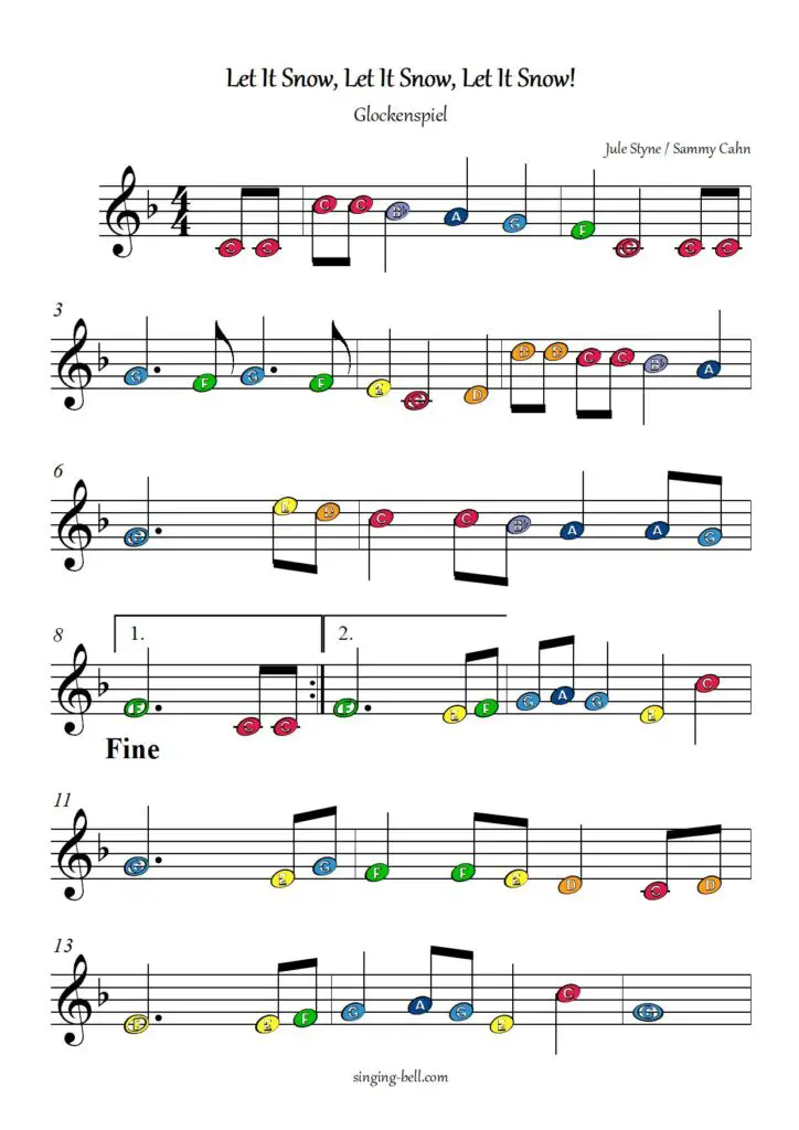 Let it Snow! Let it Snow! Let it Snow! - Glockenspiel / Xylophone Sheet Music page 1