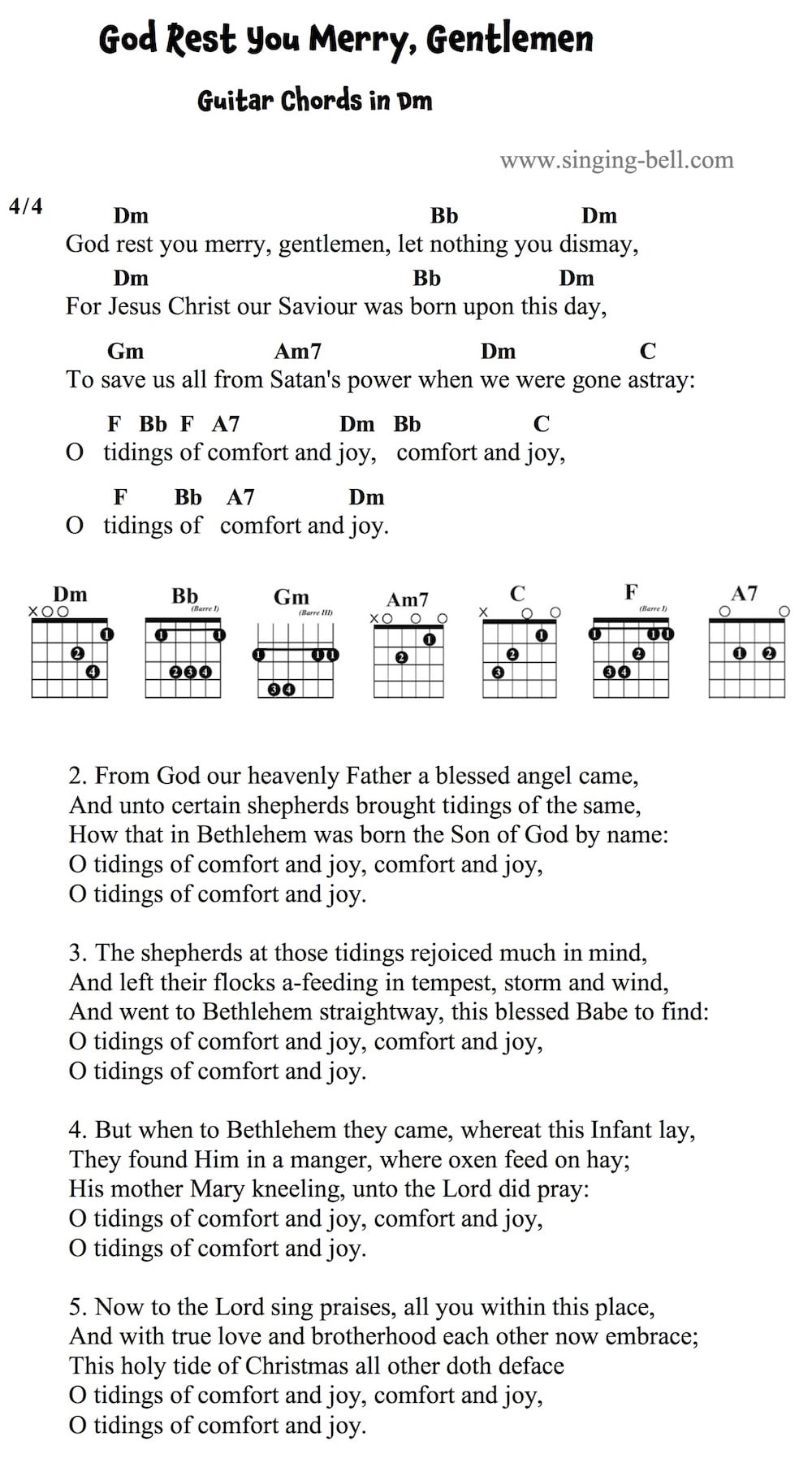 God Rest You Merry Gentlemen Guitar Chords and Tabs in Dm. God Rest You Merry Gentlemen easy Guitar Chords and Tabs in Dm.